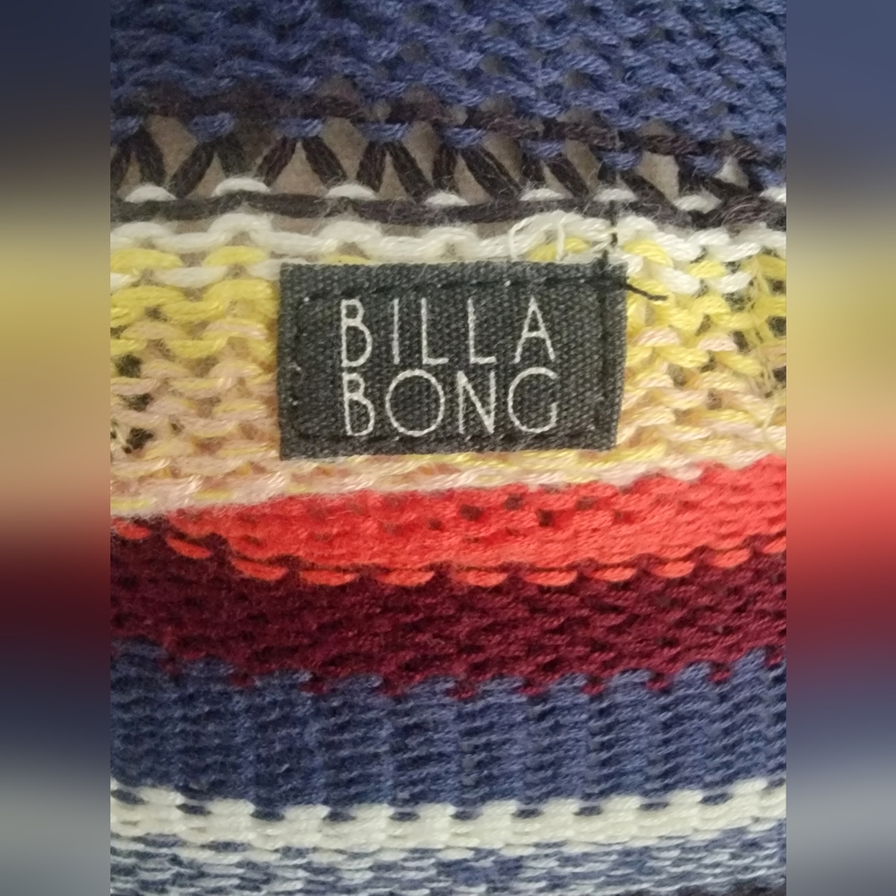 Billabong Small Womens Multi Color Cardigan with Fringe Hem and Pockets - Picture 4 of 4